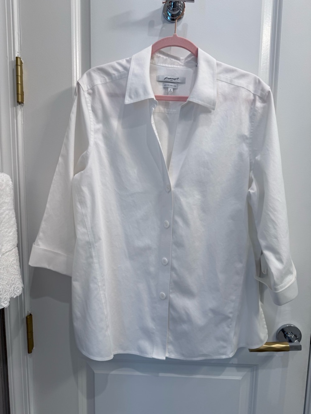 Foxcroft White Button-Up Collared Blouse